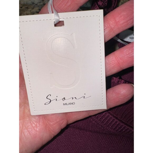 NWT Sioni Milano Plumb Wine XL Pleated Ruffle Hem Cuff L/S Top Classic Old Money - Picture 8 of 11